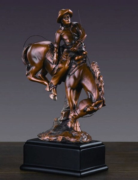 Cowboy Sculpture Figurine Riding on Bucking Horse Classic statue